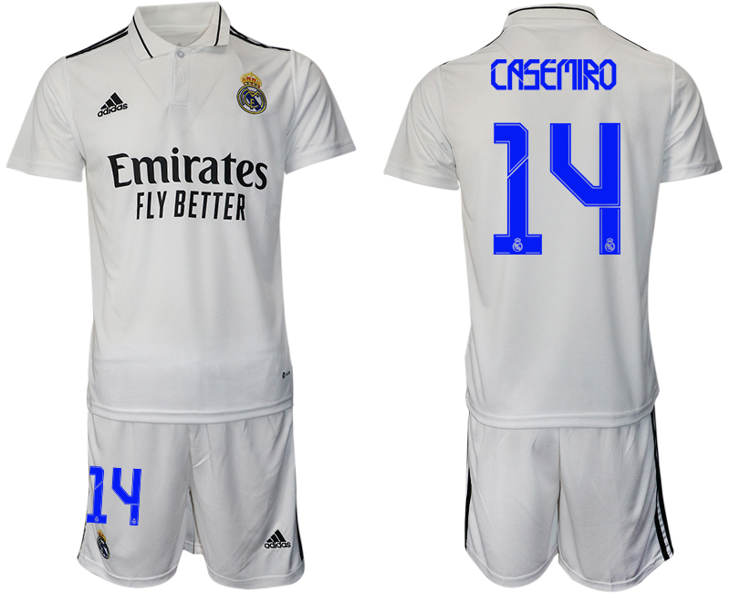 Men 2022-2023 Club Real Madrid home white #14 Adidas Soccer Jersey->real madrid jersey->Soccer Club Jersey